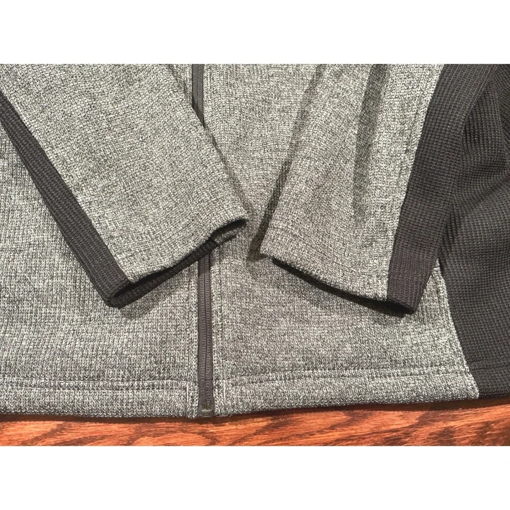 Spyder Mens Full Zip Knit Sweater Jacket Gray Black XL Mock Neck‎ Fleece Lined